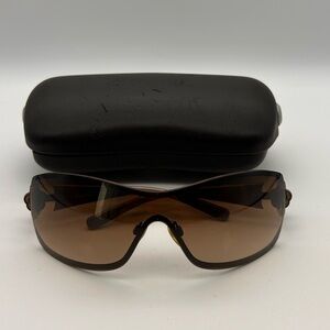 Chanel 4164 Vtg Swarovski Shield Sunglasses Brown C.296/13 Auth Bronze * Read